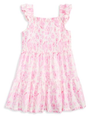 Toddler Girls' 12M-5T Square-Neck Floral-Print Flutter-Sleeve Dress
