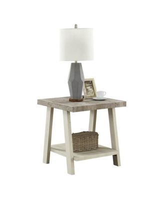 Athens Contemporary Two-Tone Wood Shelf End Table