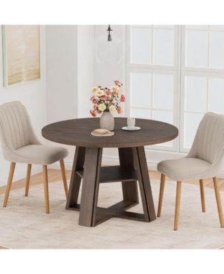 43.3 Inch Round Dining Table Set with Upholstered Chairs, Wood Kitchen Table