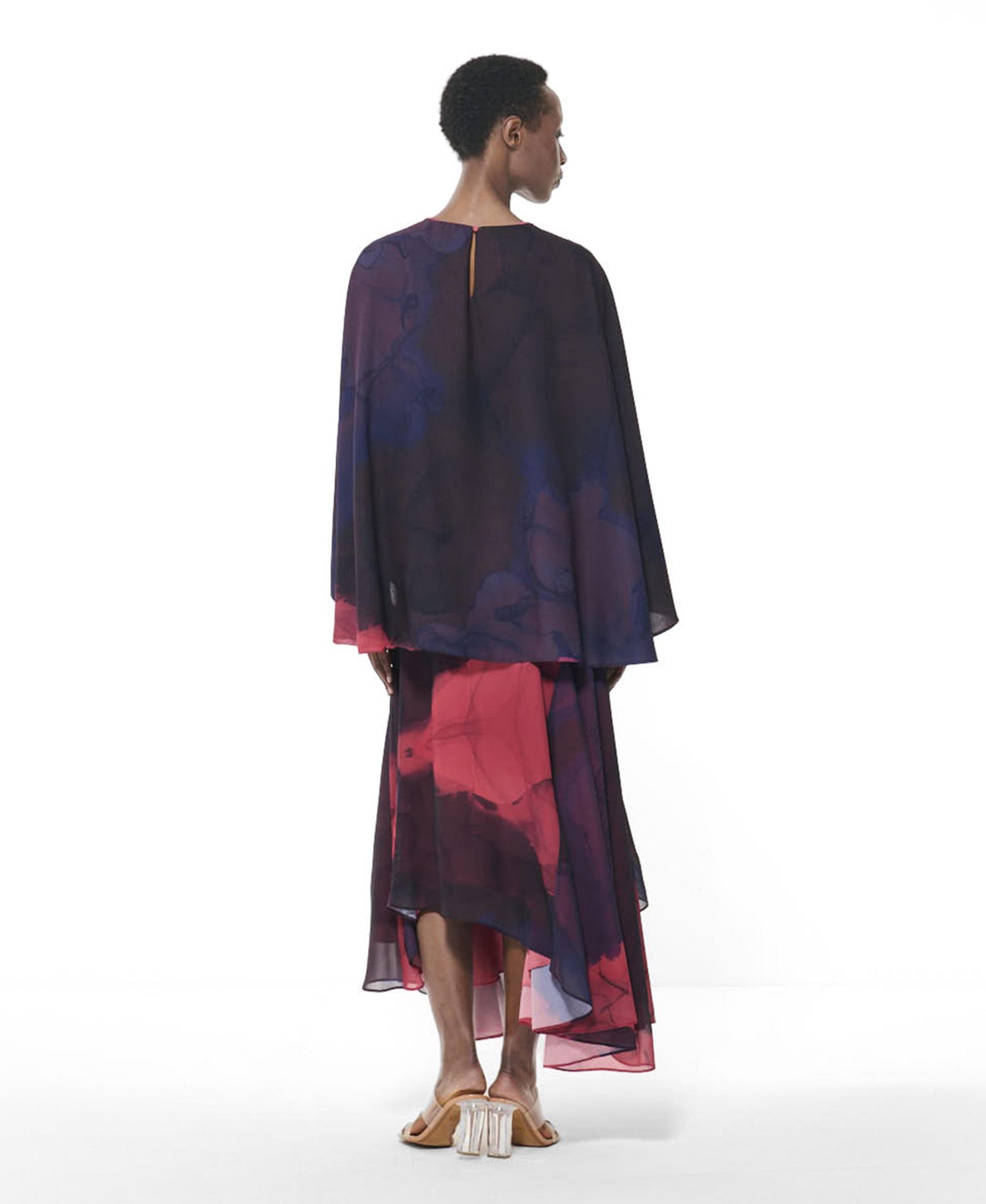 Women's Paneled Printed Asymmetric Hem Maxi Skirt