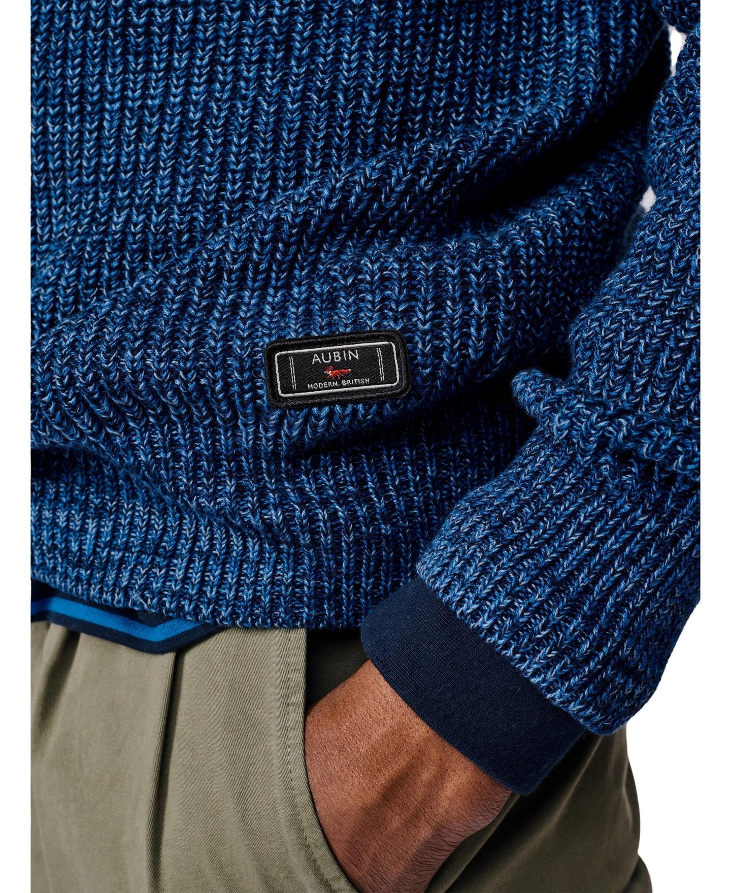 Мужской свитер Aubin Martin Ribbed Long-Sleeve Crew-Neck, цвет: Синий — фото 5