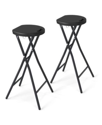 2PCS Folding Bar Stool Counter Height Backless Bar Chair with HDPE Seat for Island
