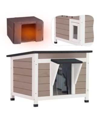 Insulated Outdoor Cat House with Escape Door Weatherproof Feral Cat Shelter