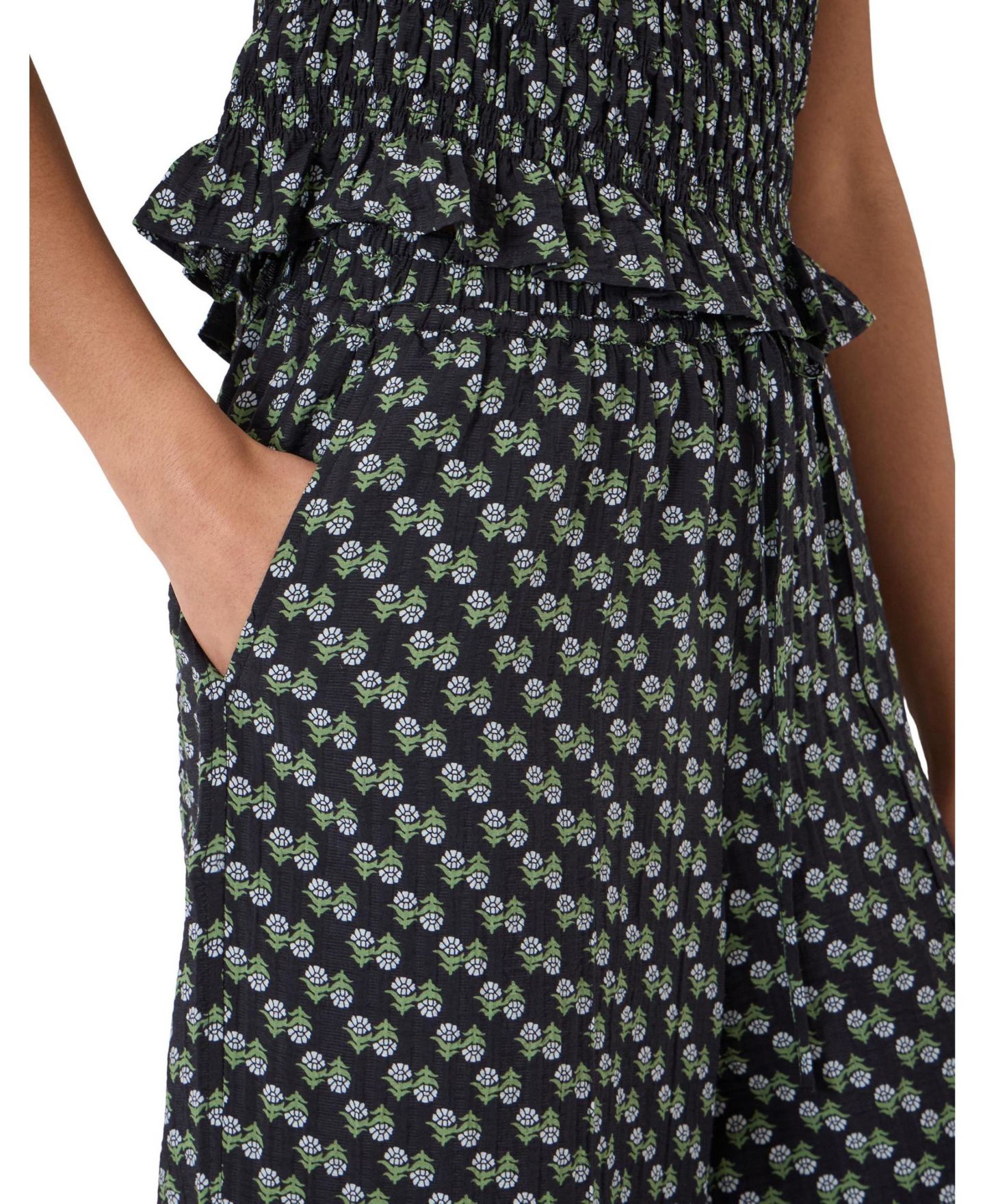 Женский топ Hush Luxa Floral-Print Shirred Ruffle-Hem Shell, цвет: С принтом синий — фото 5