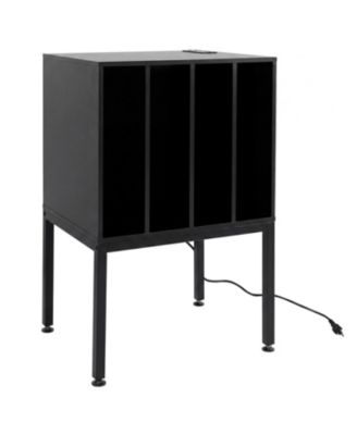 Turntable Record Player Stand with Built-In Power Outlets Storage Shelf