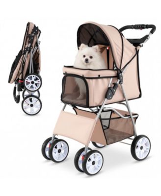 4-Wheel Pet Stroller for Dogs Cats up to 33 LBS Foldable with Breathable Mesh