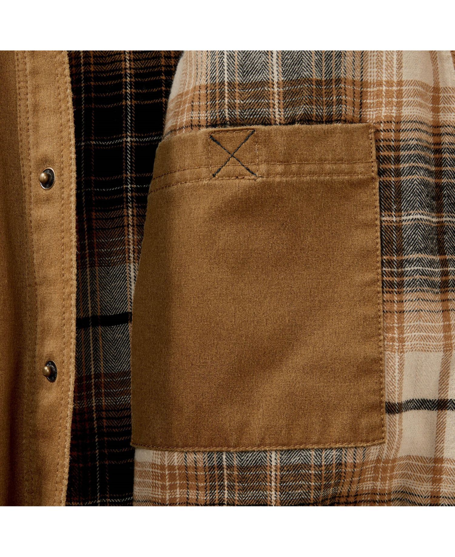 Men's Flannel Lined Water Resistant Snap Up Shirt Jacket