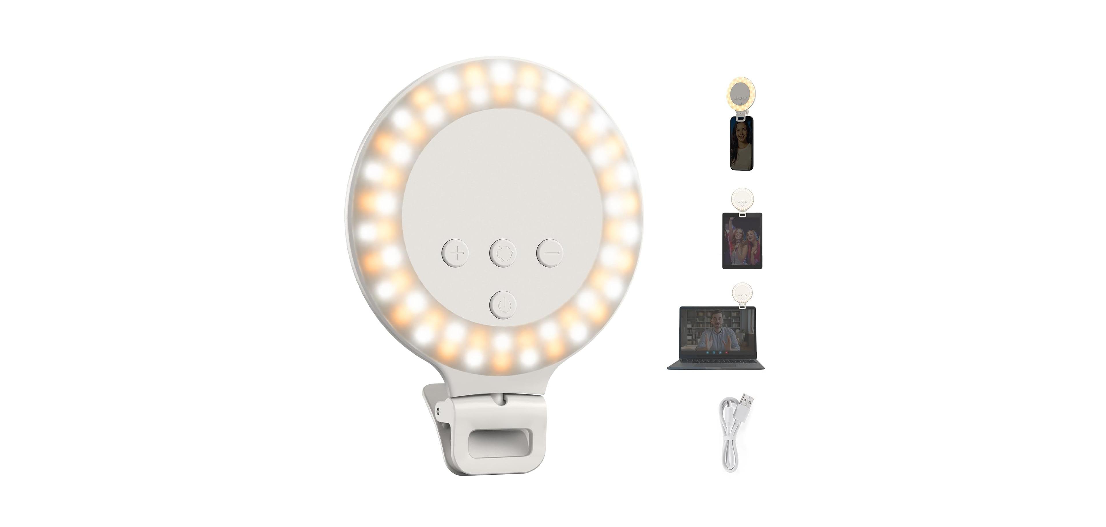 Lamicall Nrs 3.8-Inch Clip-On Rechargeable Ring Light for Phones, Laptops, and Monitors