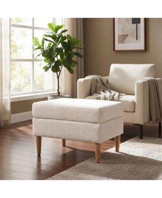Upholstered Ottoman, Solid Wooden Legs