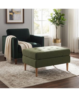Upholstered Ottoman, Solid Wooden Legs