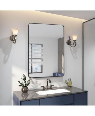 24" x 36" Modern Rectangular Wall Mirror with Aluminum Frame HD Vanity Mirror
