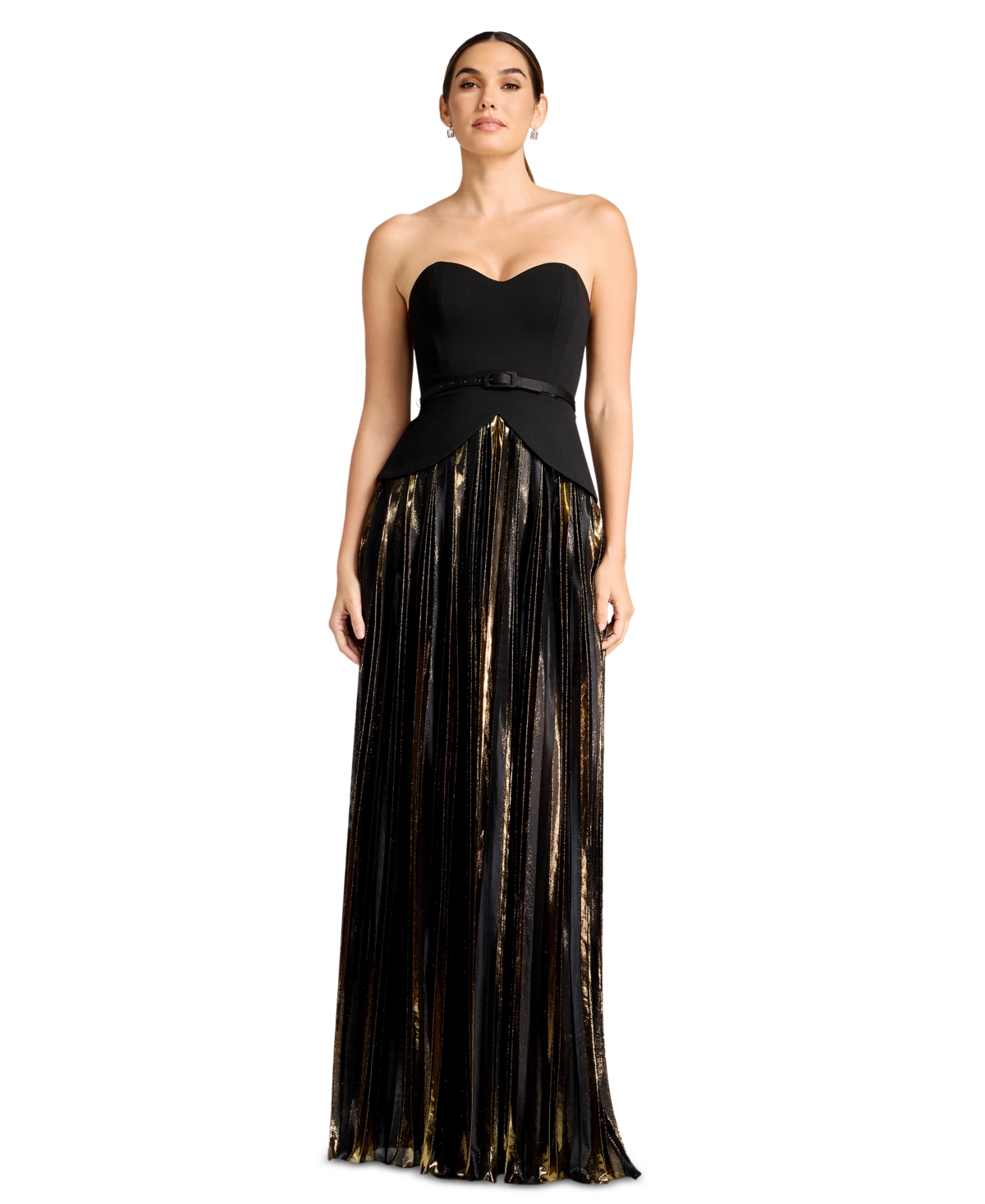 Dress the Population Women's Triston Strapless Sweetheart Fit-and-Flare Dress - Black multi