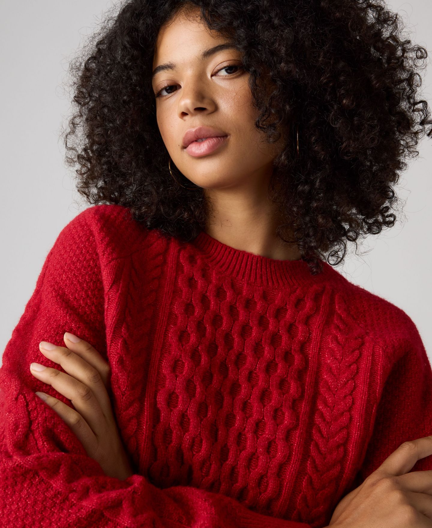 Женский свитер Levi's Jolie Cable-Knit Long-Sleeve Crewneck, цвет: Emboldened — фото 3