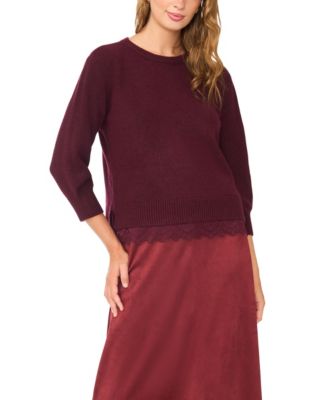Women's Chenille Embroidery 3/4-Length Sleeve Sweater