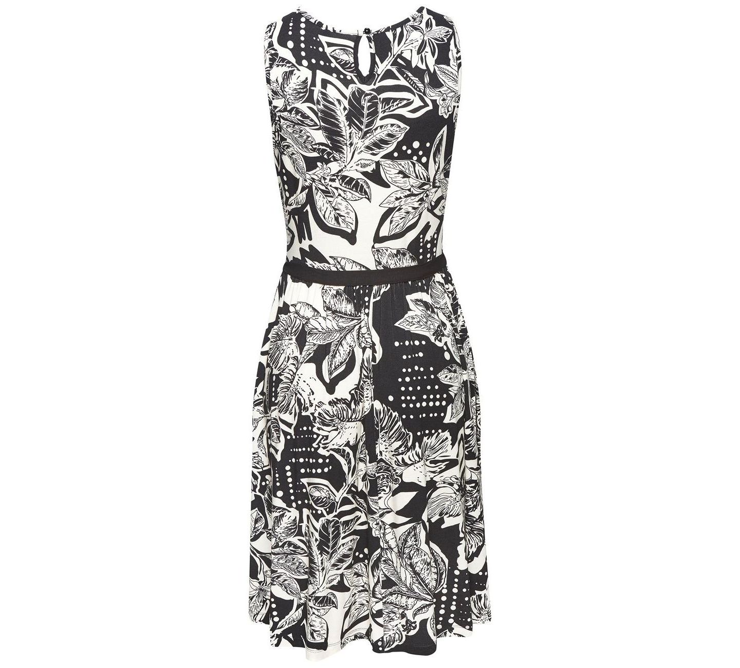 Женское платье Lascana Floral-Print Fit-and-Flare Sleeveless, цвет: Чёрный / Молочный — фото 5
