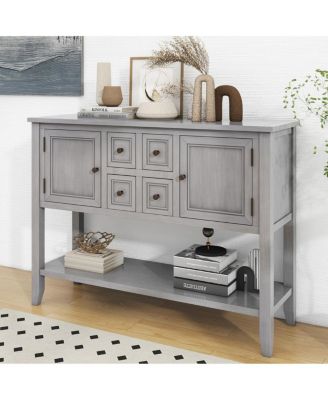 Vintage Console Table with 4 Drawers and Bottom Shelf