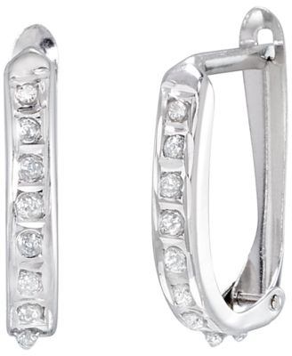 Diamond Accent Huggie Earrings (0.01 ct. t.w.) in 10k White Gold