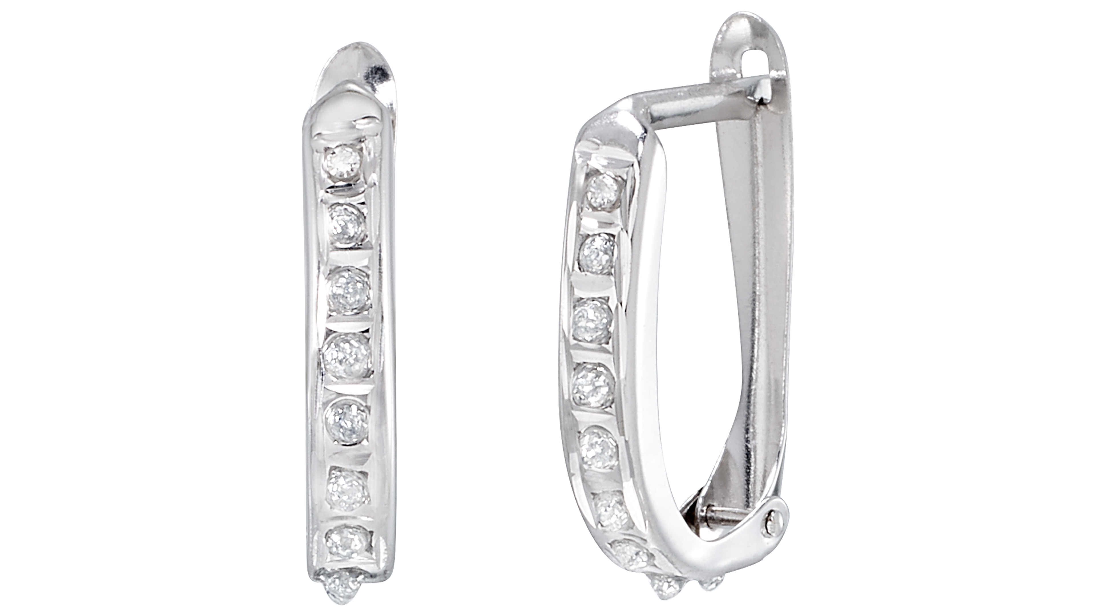 Macy's Diamond Accent Huggie Earrings (0.01 ct. t.w.) in 10k White Gold