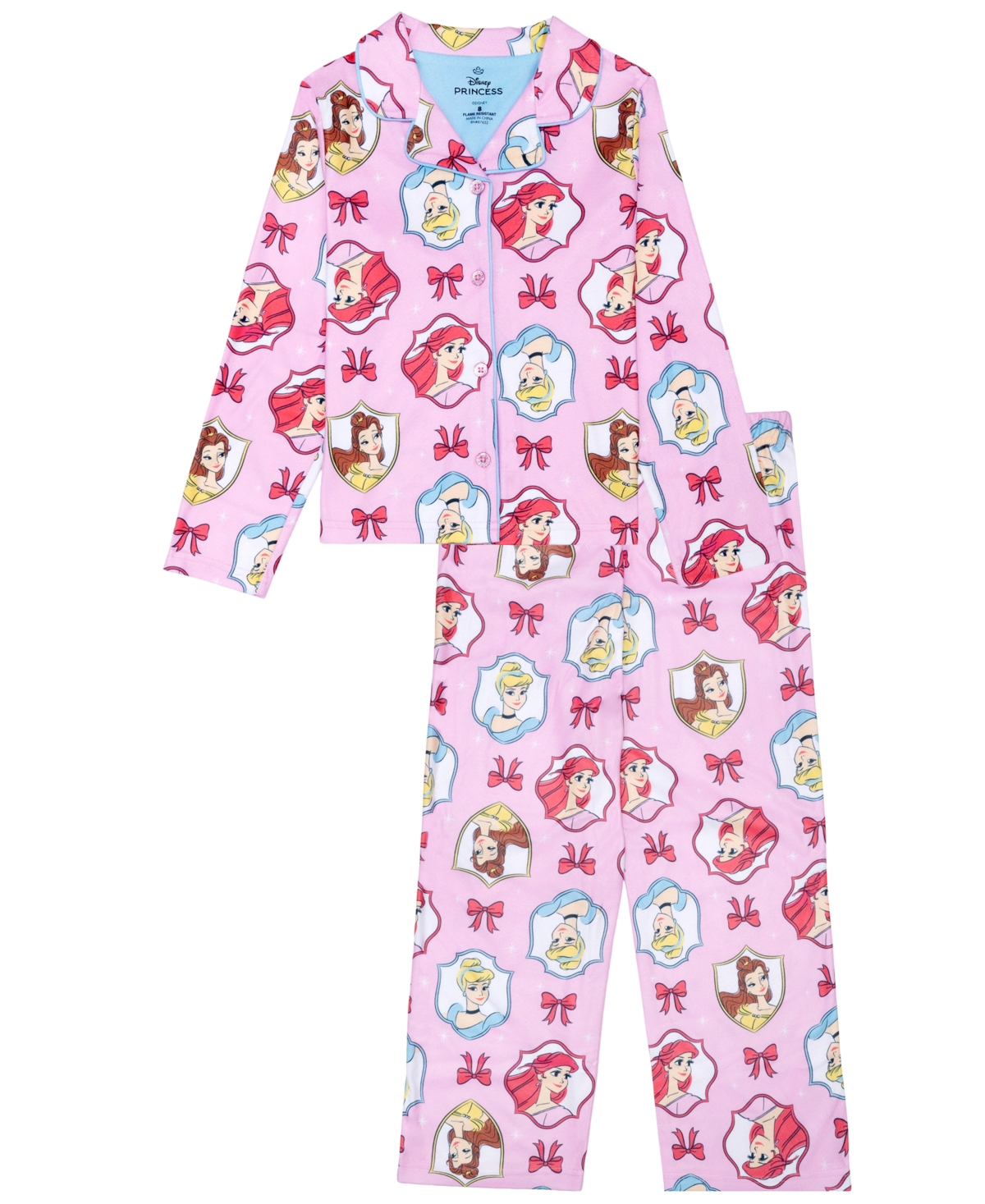 Ame Kids' Girls' 4-10 Princess Frs Disney Princess Long-sleeve Button-front Pajama, 2-piece Set In Assorted