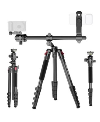 TP68 Horizontal Dual-Camera Ball Head Tripod for DSLR and Smartphone