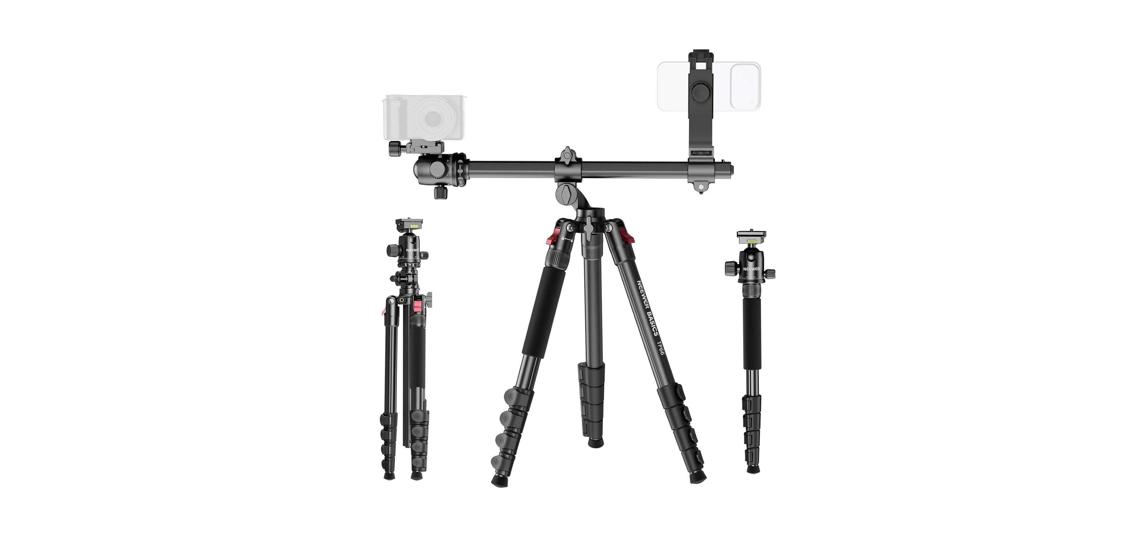 Lamicall TP68 Horizontal Dual-Camera Ball Head Tripod for Dslr and Smartphone