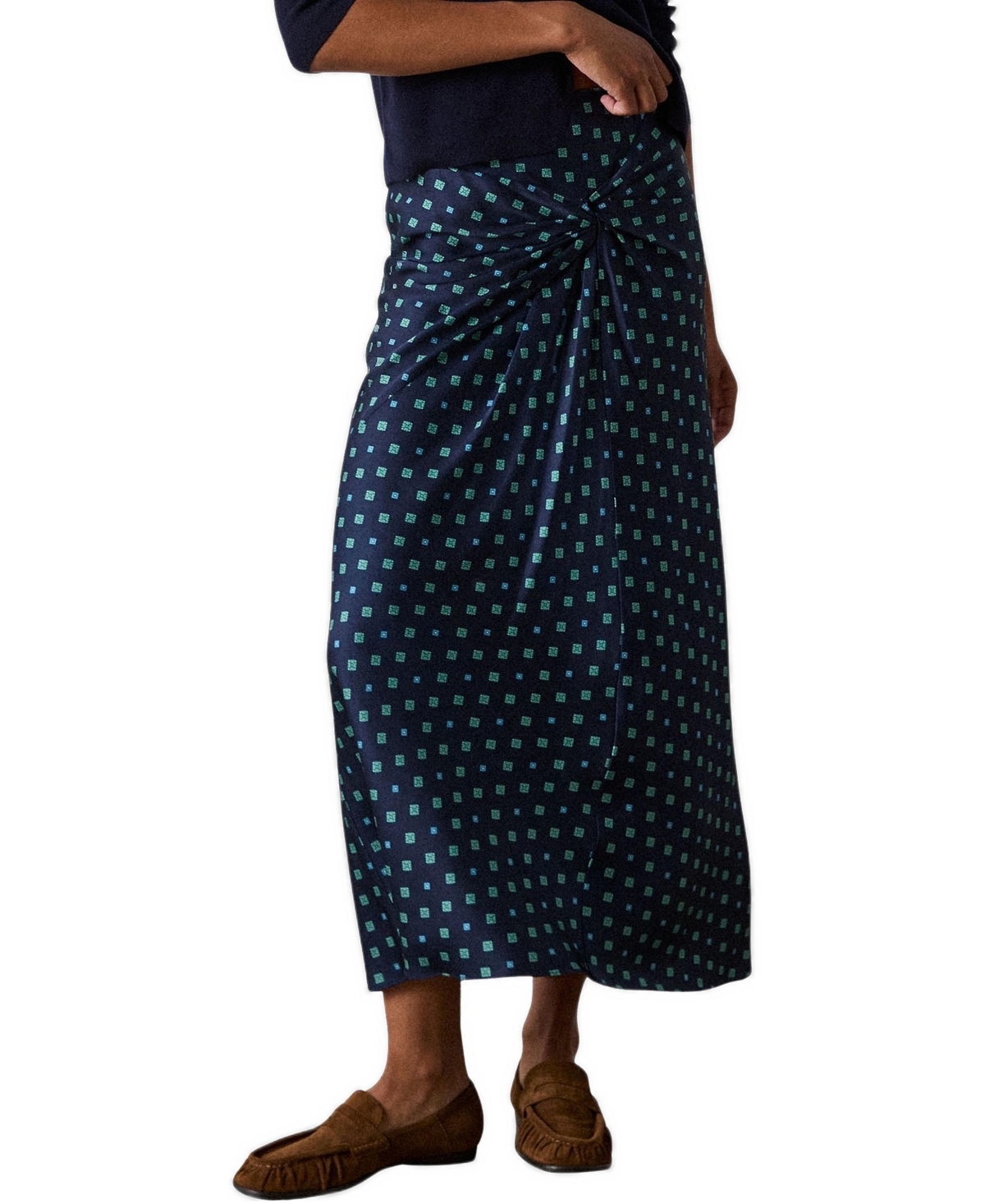 Whistles Women's Diamond Geo Twist High-Waisted Midi Skirt