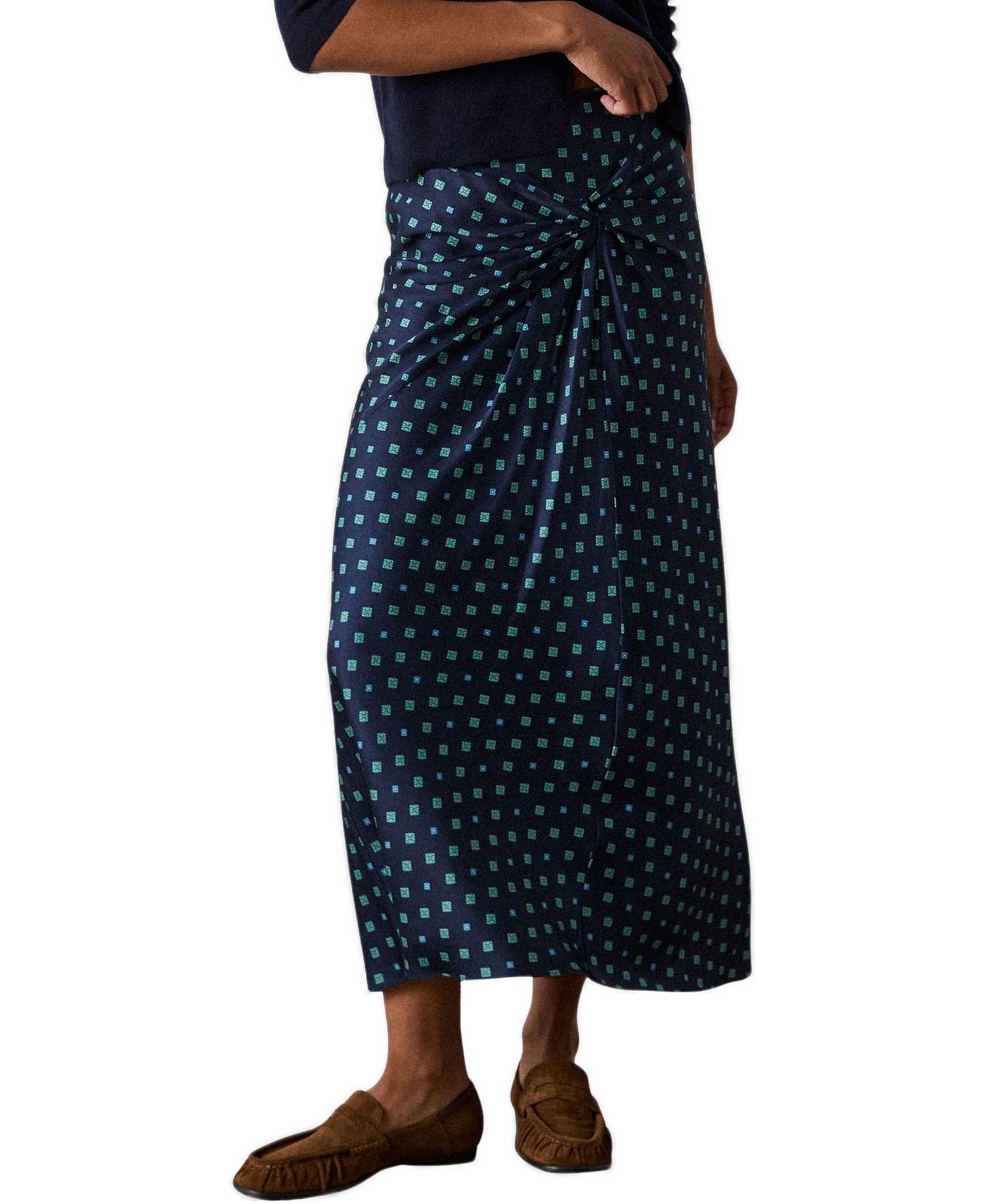 Women's Diamond Geo Twist High-Waisted Midi Skirt