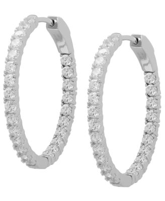 Lab-Grown White Sapphire Medium Round Hoop Earrings (4-1/2 ct. t.w.) in Sterling Silver