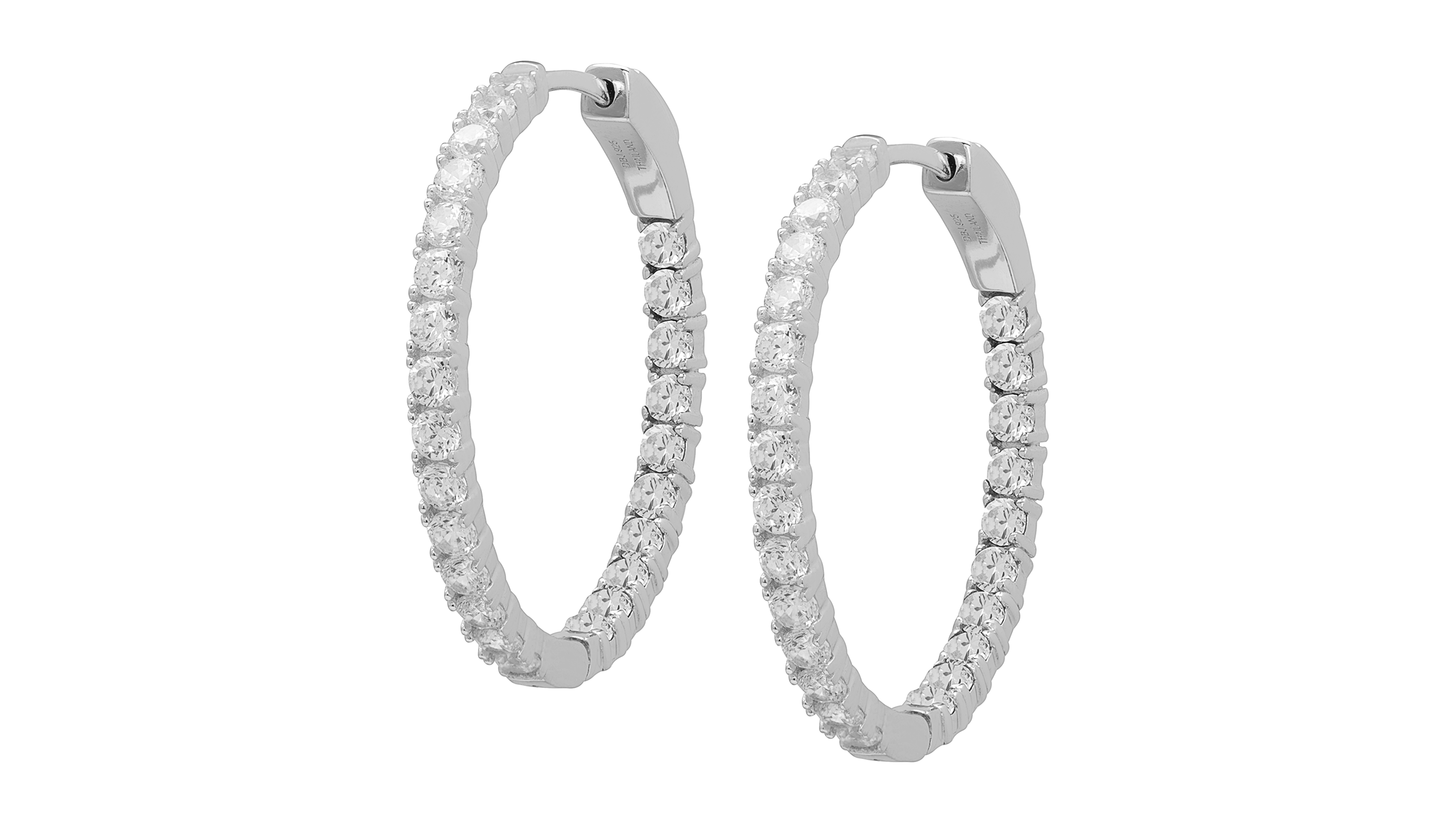 Lab-Grown White Sapphire Medium Round Hoop Earrings (4-1/2 ct. t.w.) in Sterling Silver