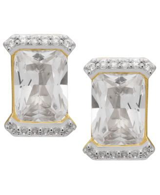 Lab-Grown White Sapphire Stud Earrings (3.48 ct. t.w.) in Gold-Tone Sterling Silver