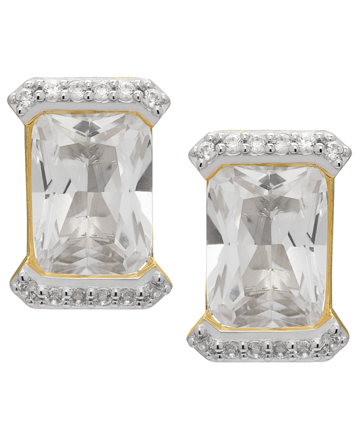 Macy's Lab-Grown White Sapphire Stud Earrings (3.48 ct. t.w.) in Gold-Tone Sterling Silver