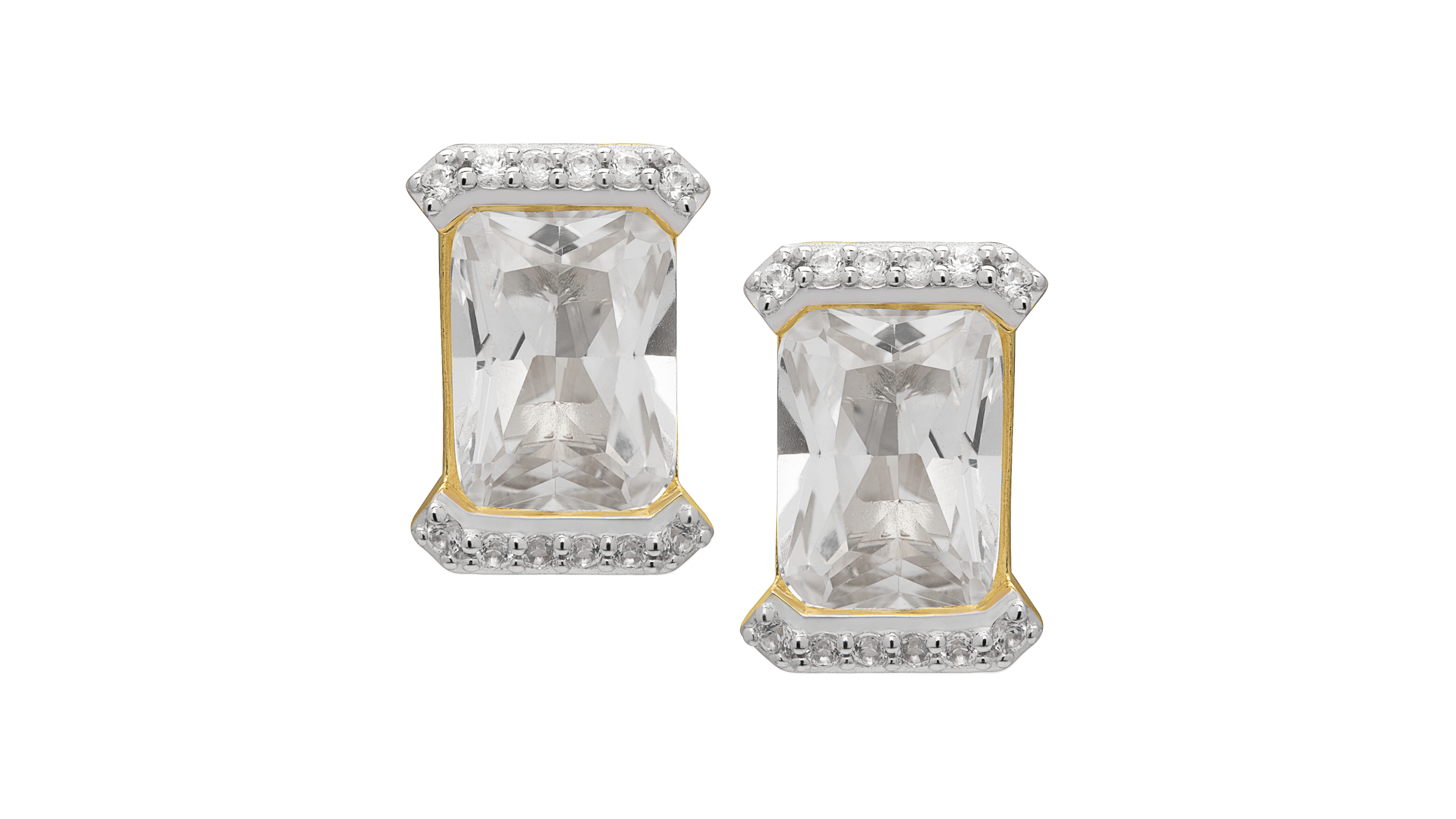 Macy's Lab-Grown White Sapphire Stud Earrings (3.48 ct. t.w.) in Gold-Tone Sterling Silver