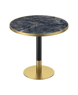 31.5" Modern Round Marble-Print Sintered Stone Tulip Dining Table