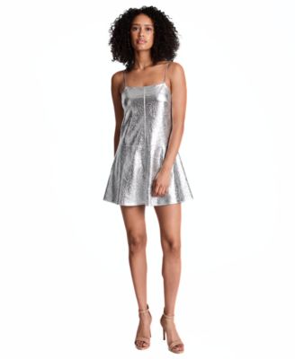 Women's Metal Strap Mini Fit & Flare Slip Dress