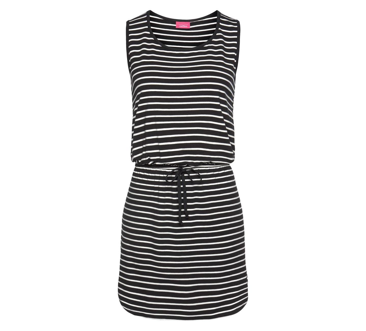 Женское платье Lascana Viscose-Blend Sleeveless Striped Sundress, цвет: Чёрный полосатый — фото 4