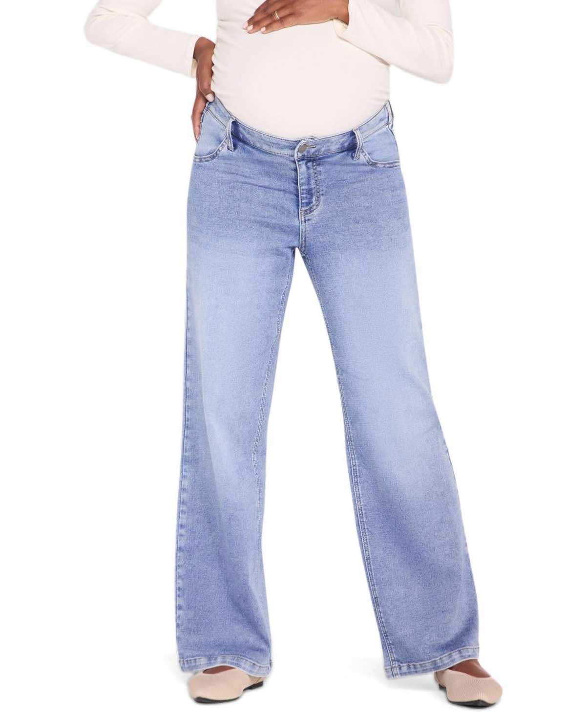 Motherhood Maternity Under the Belly Knit Denim Pants - Sena medium wash