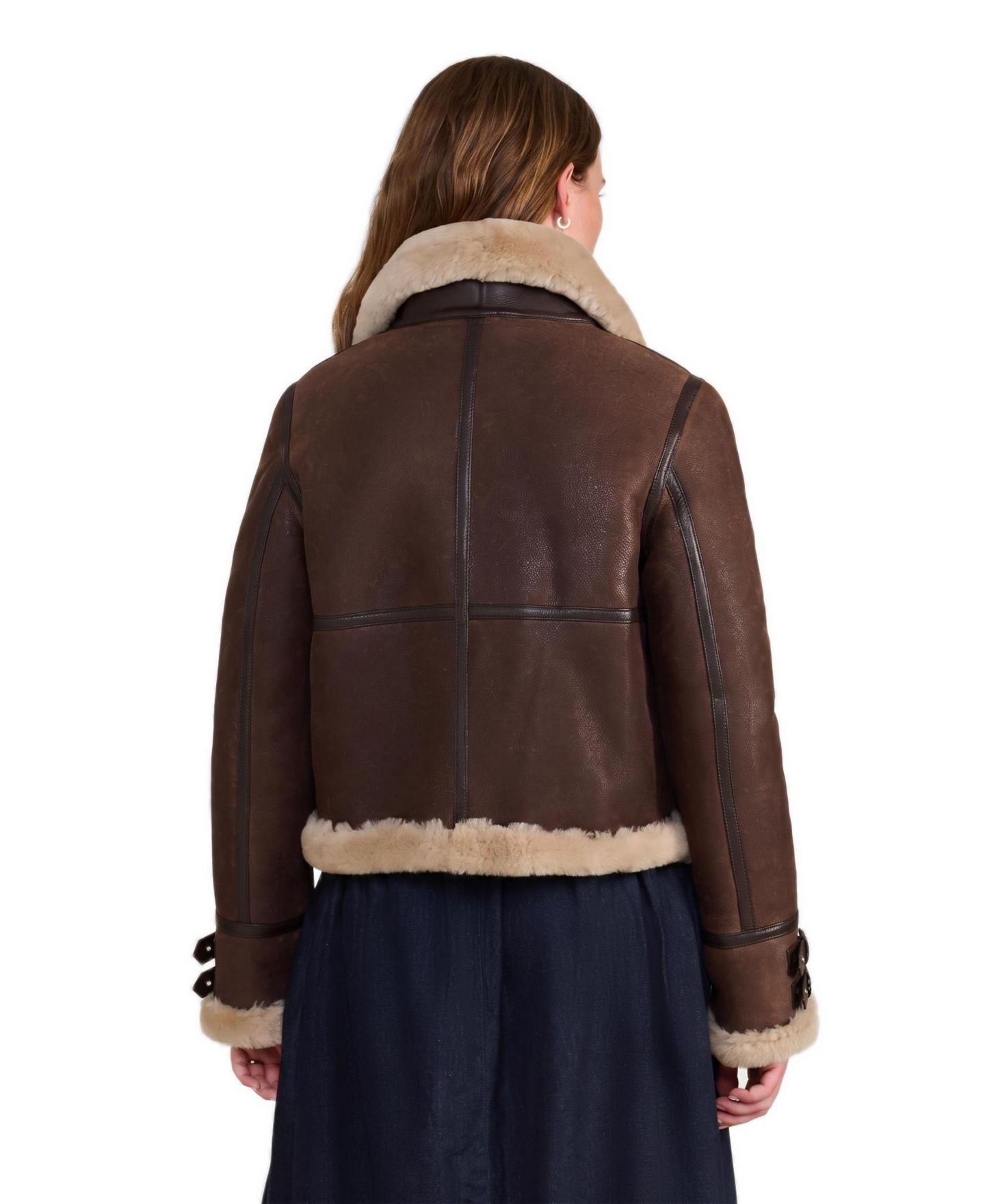 Женская куртка Furniq UK Briar Vintage Brown Sheepskin Aviator, цвет: Винтажный коричневый — фото 2