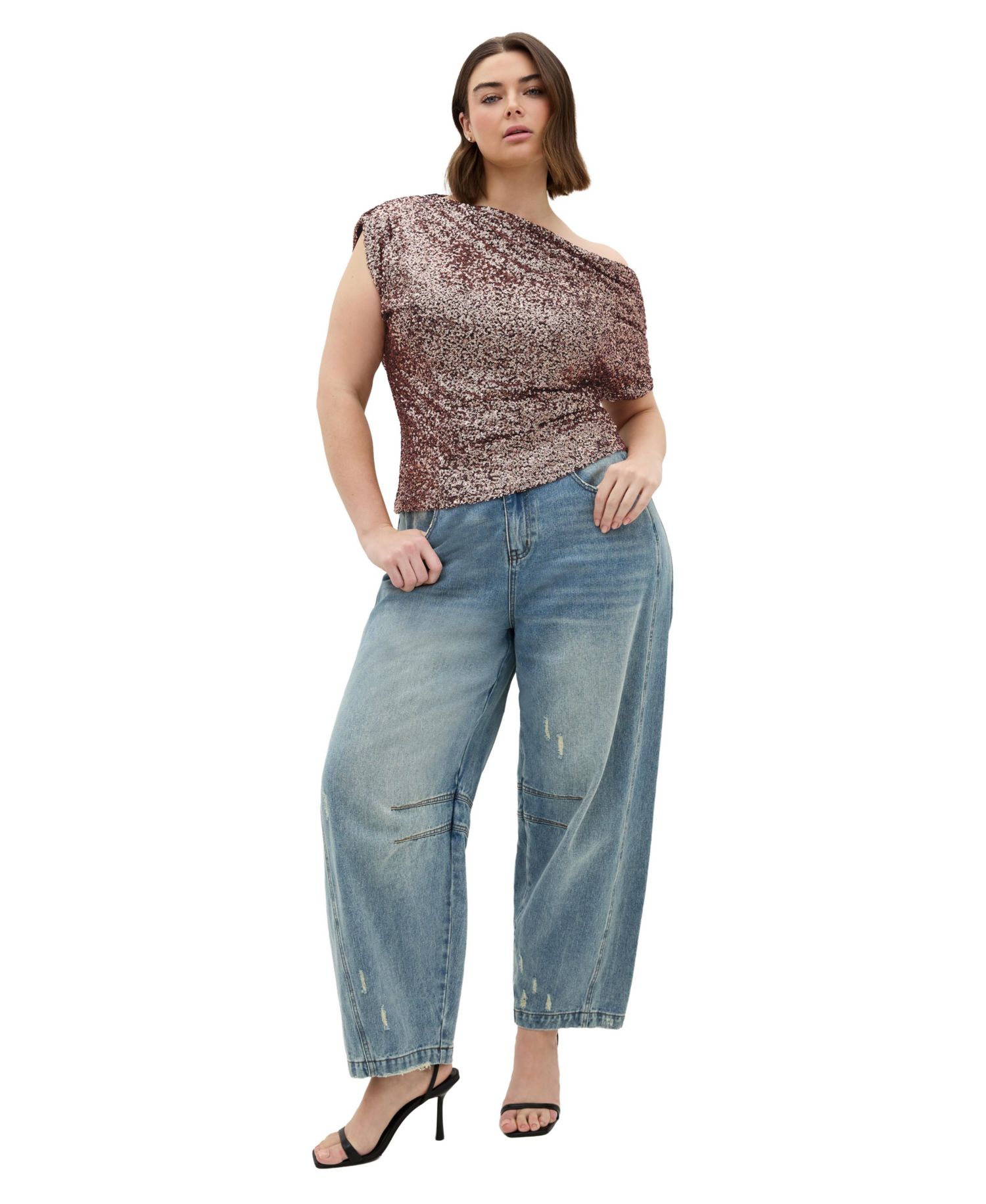 Women's Plus Size Adorn Sequin Top