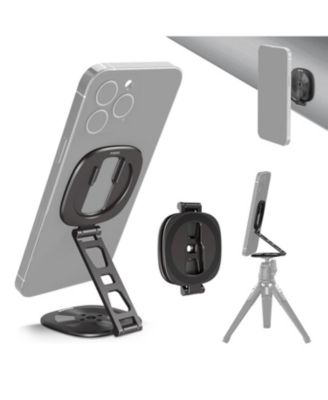 Dual Magnetic Folding Tripod Mount Ring Holder, Compatible with MagSafe iPhone and Android