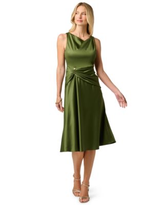 macys green satin dress Women's Midi Dresses women ethnic wear