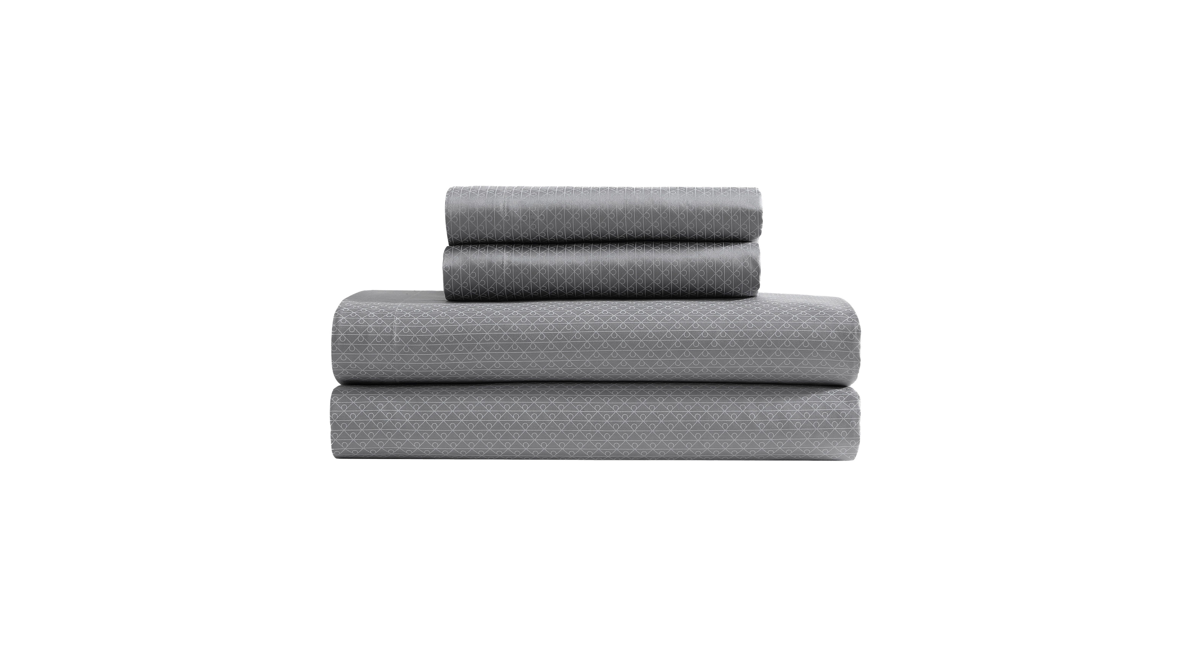 Calvin Klein Emblem 300-Thread Count Printed Sateen 4-Piece Sheet Set, King