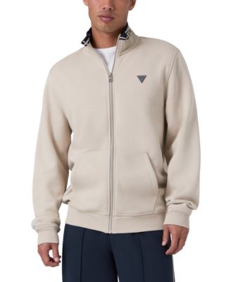 Men's Full-Zip Trucker Mock-Neck Cotton-Blend Jacket