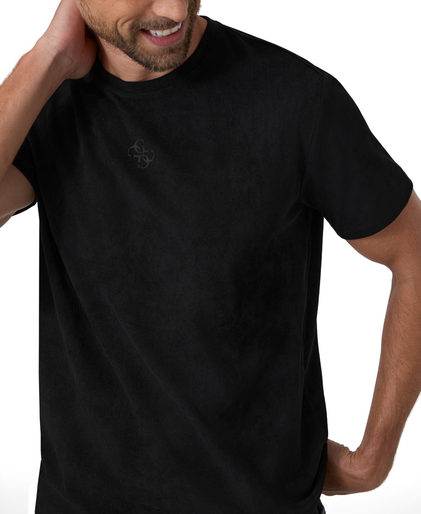 Мужская футболка GUESS Garrett Quatro Q Short Sleeve, цвет: Угольно-чёрный разноцветный — фото 4