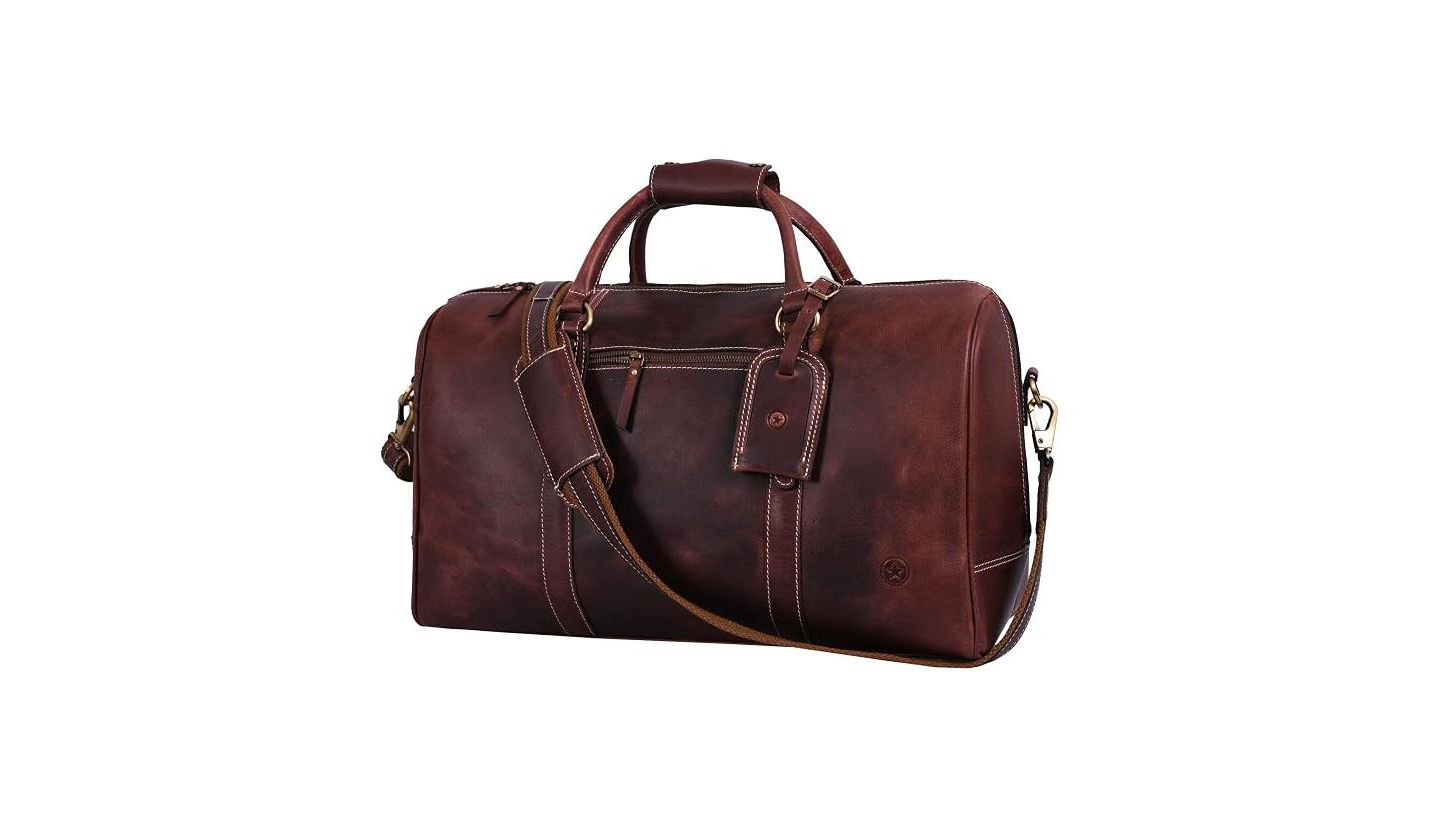 Сумка Aaron Leather Goods 20 Inch Luxor Leather Duffle, цвет: Коричневый — фото 2