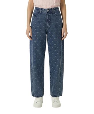Women's High-Rise Barrel-Leg Embroidered Jeans