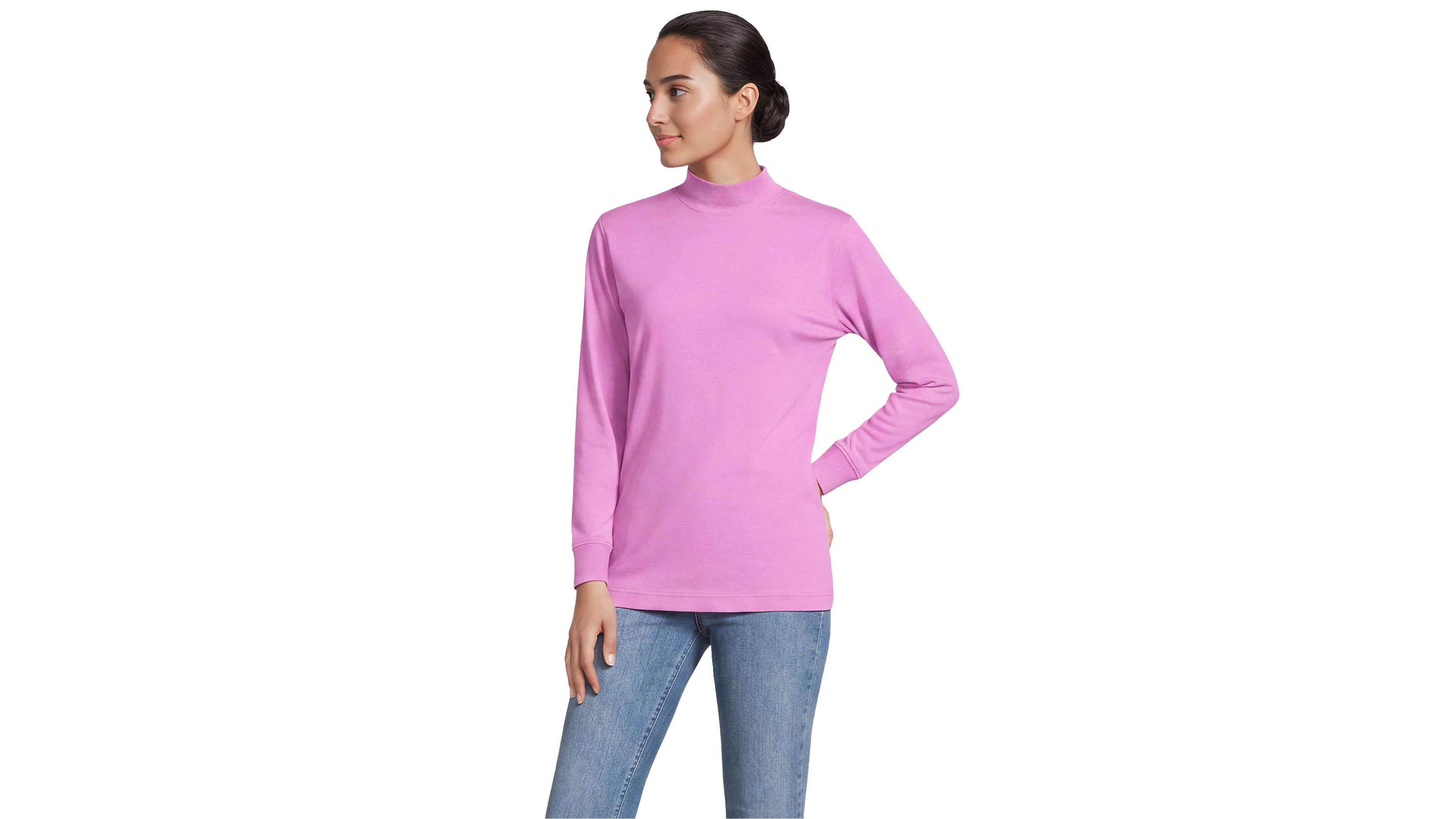 Lands' End Women's Relaxed Cotton Long Sleeve Mock Turtleneck