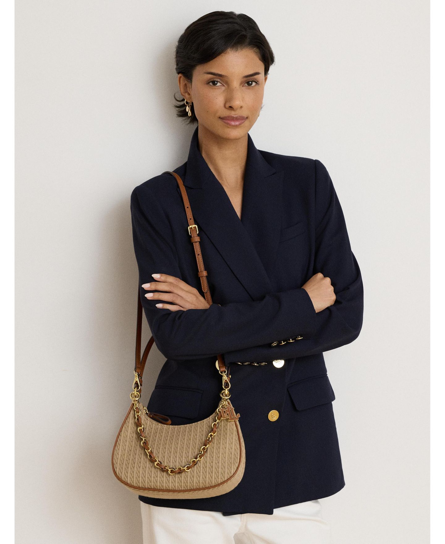 Женская маленькая замшевая сумка на плечо Lauren Ralph Lauren Marcy, цвет: Хаки / Рыжевато-коричневый — фото 2