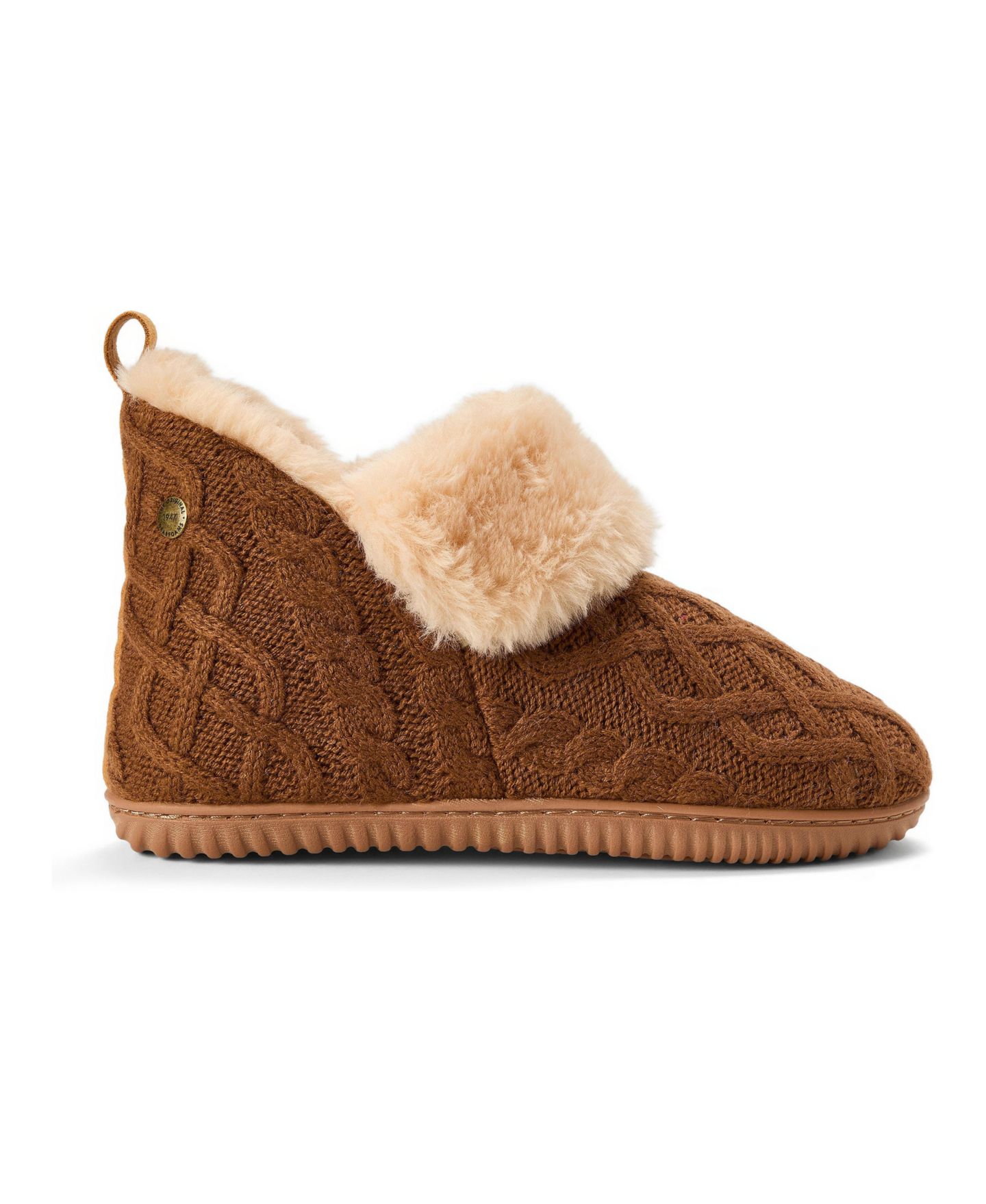 Женские тапочки Dearfoams Moritz Cable-Knit Round-Toe Bootie Slipper, цвет: Каштановый вязаный — фото 2
