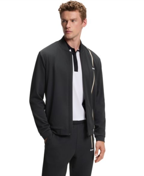 Мужской свитшот Hugo Boss Stretch Regular-Fit Full-Zip, цвет: Чёрный