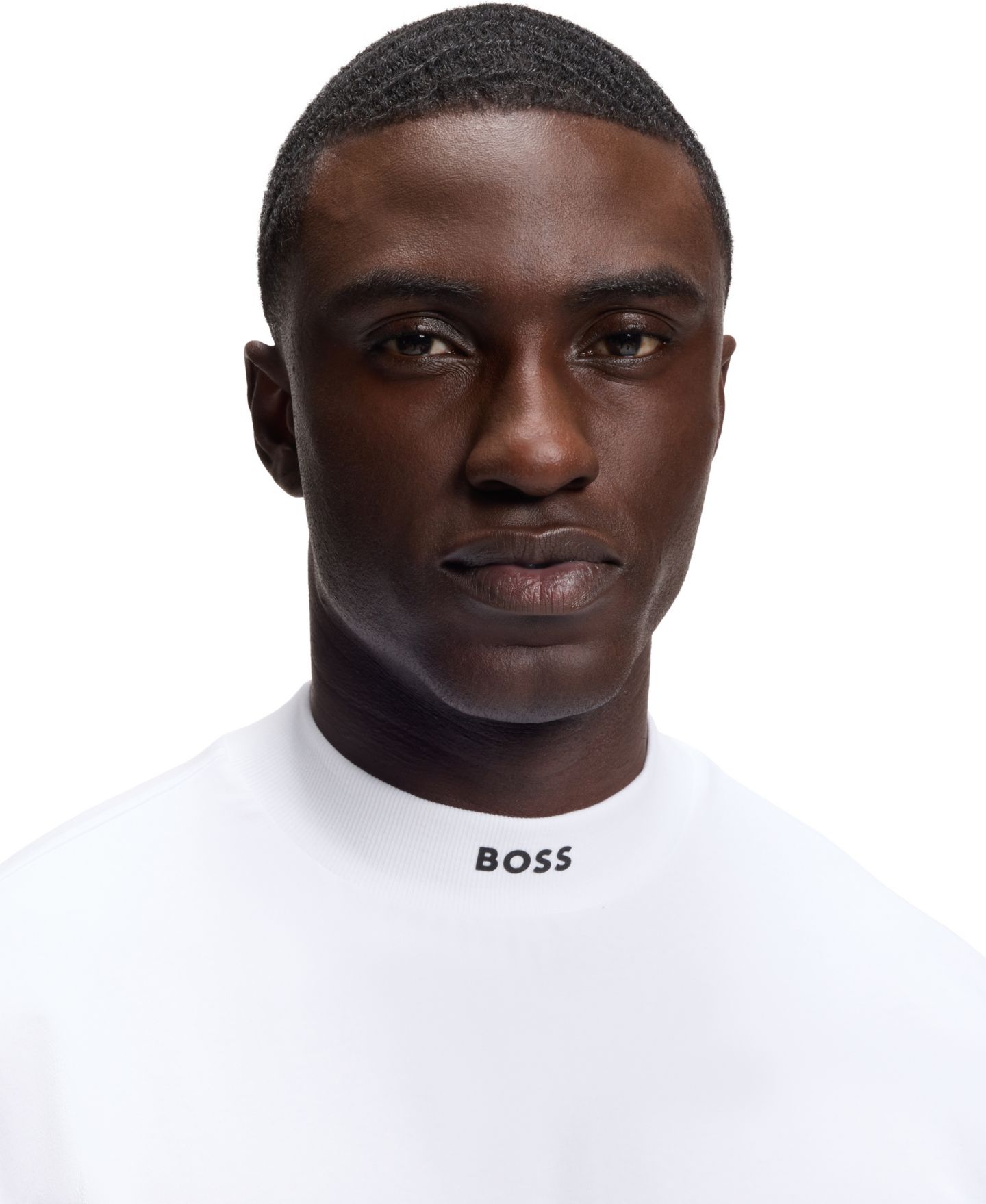 Мужская футболка Hugo Boss Mock-Neck Relaxed-Fit, цвет: Белый — фото 5